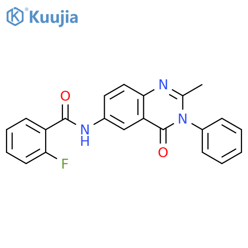 2-fluoro-N-(2-methyl-4-oxo-3-phenyl-3,4-dihydroquinazolin-6-yl)benzamide structure