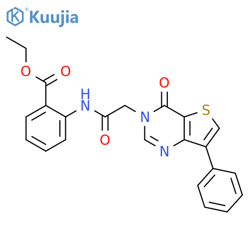 ethyl 2-(2-{4-oxo-7-phenyl-3H,4H-thieno[3,2-d]pyrimidin-3-yl}acetamido)benzoate structure