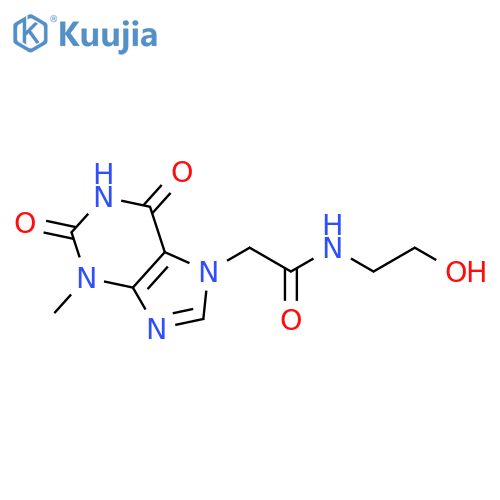 N-(2-hydroxyethyl)-2-(3-methyl-2,6-dioxo-2,3,6,7-tetrahydro-1H-purin-7-yl)acetamide structure
