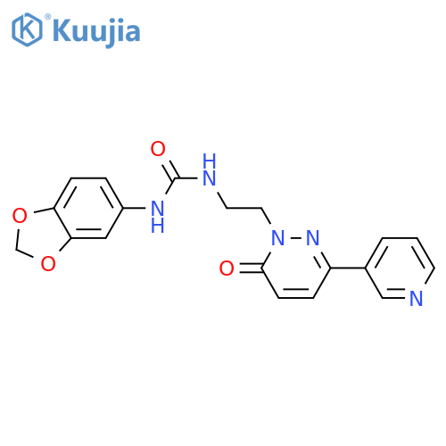 3-(2H-1,3-benzodioxol-5-yl)-1-{2-6-oxo-3-(pyridin-3-yl)-1,6-dihydropyridazin-1-ylethyl}urea structure