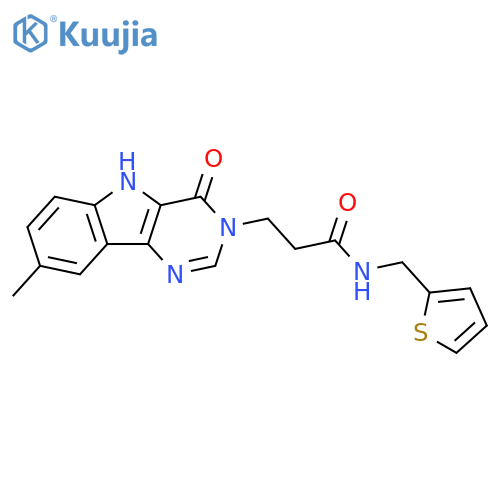 3-{8-methyl-4-oxo-3H,4H,5H-pyrimido[5,4-b]indol-3-yl}-N-[(thiophen-2-yl)methyl]propanamide structure