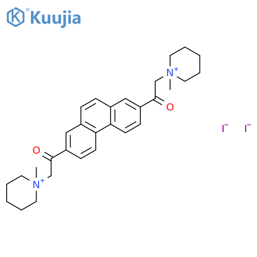 Piperidinium, 1,1'-[2,7-phenanthrenediylbis(2-oxo-2,1-ethanediyl)]bis[1-methyl-, diiodide structure