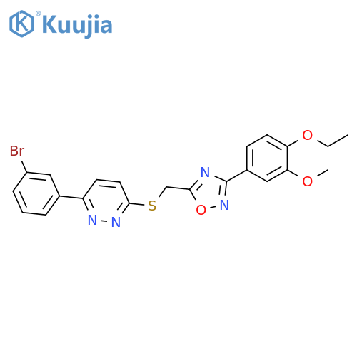 3-(3-bromophenyl)-6-({[3-(4-ethoxy-3-methoxyphenyl)-1,2,4-oxadiazol-5-yl]methyl}sulfanyl)pyridazine structure
