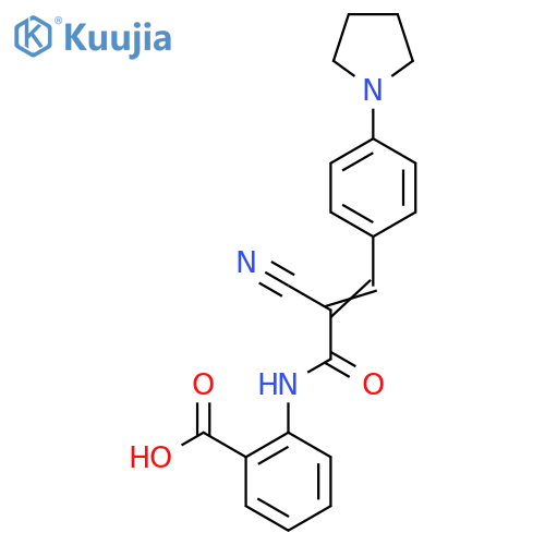 2-{2-Cyano-3-[4-(pyrrolidin-1-yl)phenyl]prop-2-enamido}benzoic acid structure