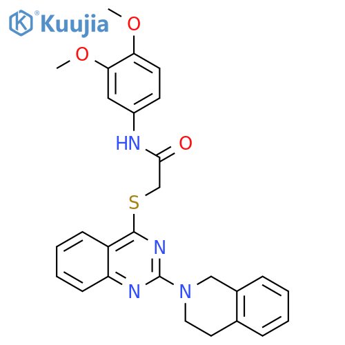 N-(3,4-dimethoxyphenyl)-2-{[2-(1,2,3,4-tetrahydroisoquinolin-2-yl)quinazolin-4-yl]sulfanyl}acetamide structure