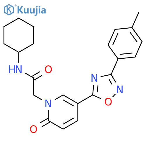 N-cyclohexyl-2-{5-[3-(4-methylphenyl)-1,2,4-oxadiazol-5-yl]-2-oxo-1,2-dihydropyridin-1-yl}acetamide structure