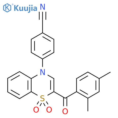 4-[2-(2,4-dimethylbenzoyl)-1,1-dioxo-4H-1lambda6,4-benzothiazin-4-yl]benzonitrile structure