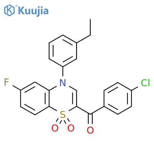 2-(4-chlorobenzoyl)-4-(3-ethylphenyl)-6-fluoro-4H-1lambda6,4-benzothiazine-1,1-dione structure