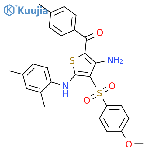 N2-(2,4-dimethylphenyl)-3-(4-methoxybenzenesulfonyl)-5-(4-methylbenzoyl)thiophene-2,4-diamine structure