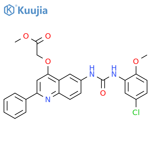 methyl 2-[(6-{[(5-chloro-2-methoxyphenyl)carbamoyl]amino}-2-phenylquinolin-4-yl)oxy]acetate structure