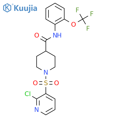 1-(2-chloropyridin-3-yl)sulfonyl-N-[2-(trifluoromethoxy)phenyl]piperidine-4-carboxamide structure