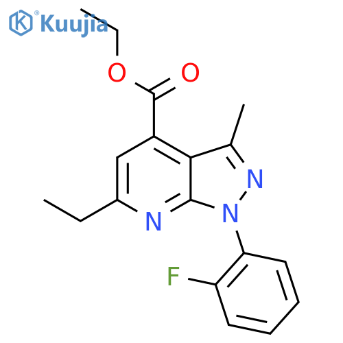 ethyl 6-ethyl-1-(2-fluorophenyl)-3-methyl-1H-pyrazolo3,4-bpyridine-4-carboxylate structure