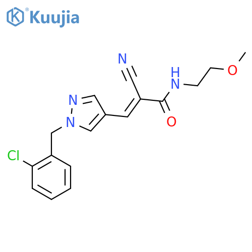 3-{1-[(2-chlorophenyl)methyl]-1H-pyrazol-4-yl}-2-cyano-N-(2-methoxyethyl)prop-2-enamide structure