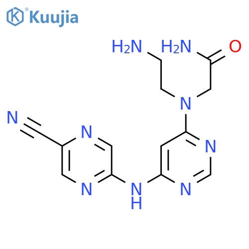 2-((2-Aminoethyl)(6-((5-cyanopyrazin-2-yl)amino)pyrimidin-4-yl)amino)acetamide structure