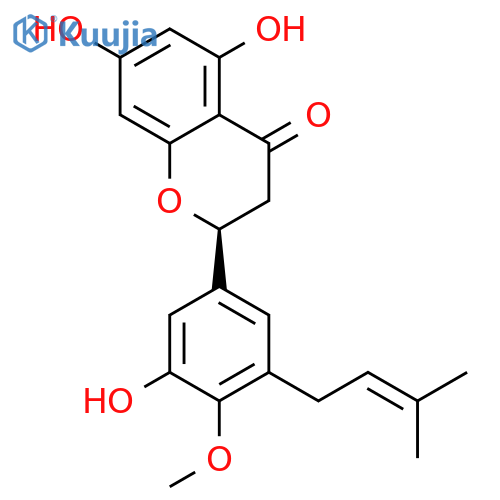 4H-1-Benzopyran-4-one,2,3-dihydro-5,7-dihydroxy-2-[3-hydroxy-4-methoxy-5-(3-methyl-2-buten-1-yl)phenyl]-,(2S)- structure