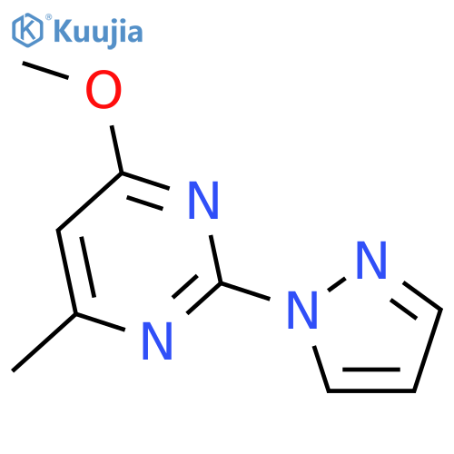 Pyrimidine, 4-methoxy-6-methyl-2-(1H-pyrazol-1-yl)- structure