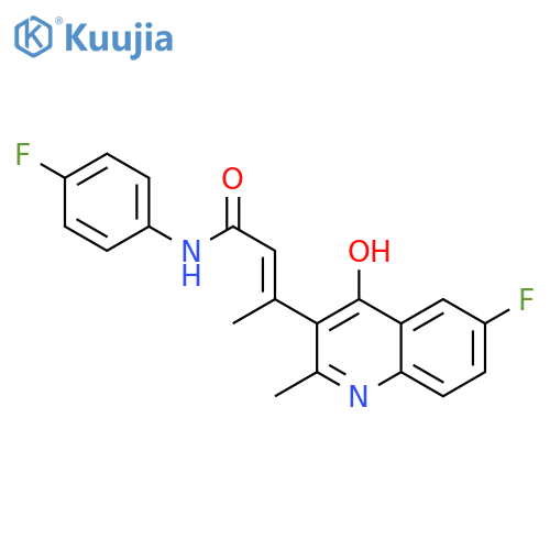 (E)-3-(6-Fluoro-4-hydroxy-2-methylquinolin-3-yl)-N-(4-fluorophenyl)but-2-enamide structure