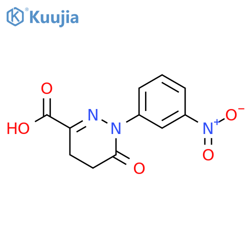 1-(3-nitrophenyl)-6-oxo-1,4,5,6-tetrahydropyridazine-3-carboxylic acid structure