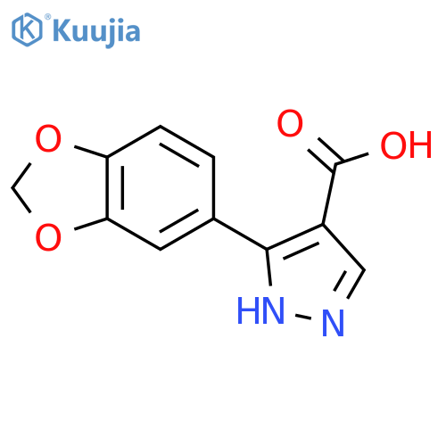 5-(2H-1,3-benzodioxol-5-yl)-1H-pyrazole-4-carboxylic acid structure