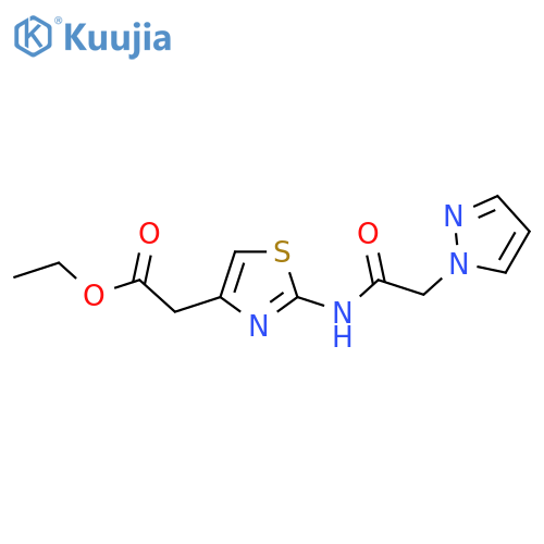 ethyl 2-{2-[2-(1H-pyrazol-1-yl)acetamido]-1,3-thiazol-4-yl}acetate structure