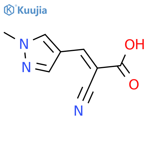 2-cyano-3-(1-methyl-1H-pyrazol-4-yl)prop-2-enoic acid structure