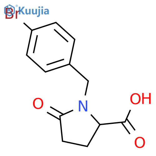 1-(4-Bromophenyl)methyl-5-oxopyrrolidine-2-carboxylic Acid structure
