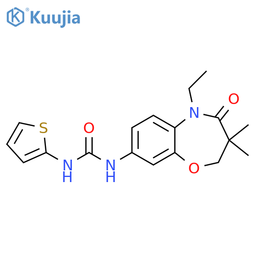 1-(5-ethyl-3,3-dimethyl-4-oxo-2,3,4,5-tetrahydro-1,5-benzoxazepin-8-yl)-3-(thiophen-2-yl)urea structure