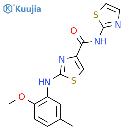 2-(2-methoxy-5-methylphenyl)amino-N-(1,3-thiazol-2-yl)-1,3-thiazole-4-carboxamide structure