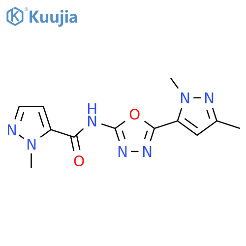 N-[5-(1,3-dimethyl-1H-pyrazol-5-yl)-1,3,4-oxadiazol-2-yl]-1-methyl-1H-pyrazole-5-carboxamide structure