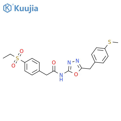 2-4-(ethanesulfonyl)phenyl-N-(5-{4-(methylsulfanyl)phenylmethyl}-1,3,4-oxadiazol-2-yl)acetamide structure