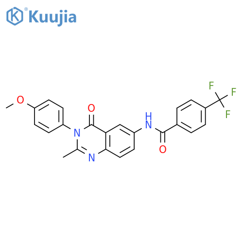 N-3-(4-methoxyphenyl)-2-methyl-4-oxo-3,4-dihydroquinazolin-6-yl-4-(trifluoromethyl)benzamide structure