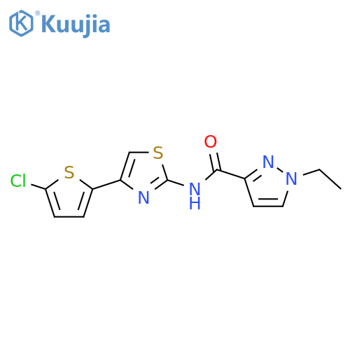 N-4-(5-chlorothiophen-2-yl)-1,3-thiazol-2-yl-1-ethyl-1H-pyrazole-3-carboxamide structure