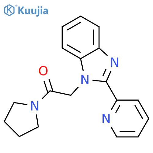 2-[2-(pyridin-2-yl)-1H-1,3-benzodiazol-1-yl]-1-(pyrrolidin-1-yl)ethan-1-one structure