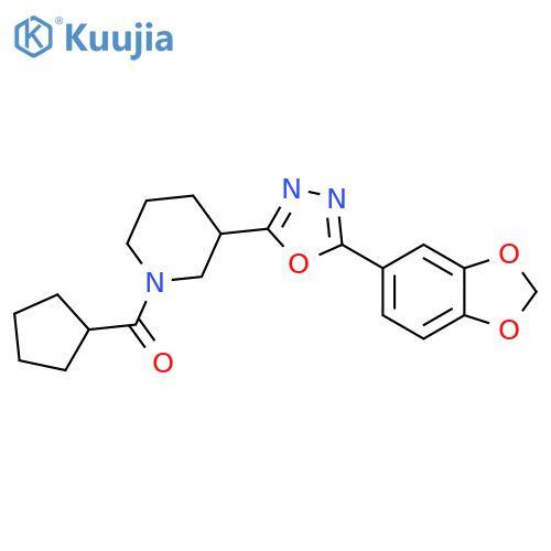 3-5-(2H-1,3-benzodioxol-5-yl)-1,3,4-oxadiazol-2-yl-1-cyclopentanecarbonylpiperidine structure