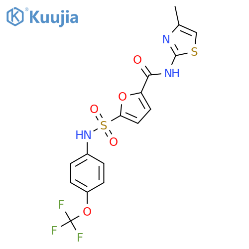 N-(4-methyl-1,3-thiazol-2-yl)-5-{4-(trifluoromethoxy)phenylsulfamoyl}furan-2-carboxamide structure