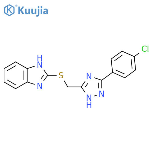 2-(((5-(4-Chlorophenyl)-1H-1,2,4-triazol-3-yl)methyl)thio)-1H-benzo[d]imidazole structure