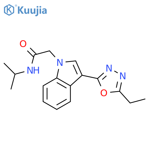 2-3-(5-ethyl-1,3,4-oxadiazol-2-yl)-1H-indol-1-yl-N-(propan-2-yl)acetamide structure
