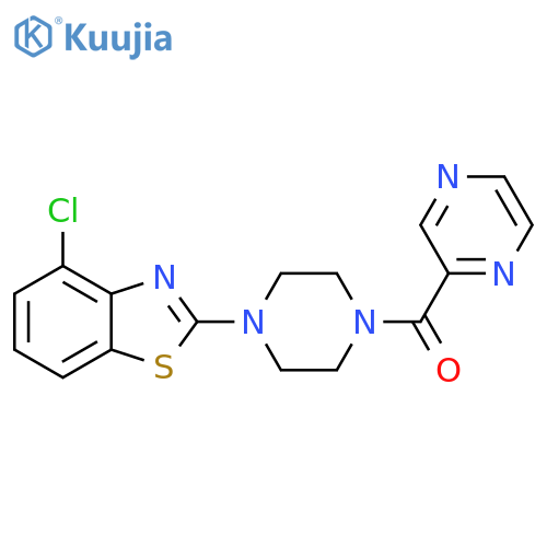 4-chloro-2-[4-(pyrazine-2-carbonyl)piperazin-1-yl]-1,3-benzothiazole structure