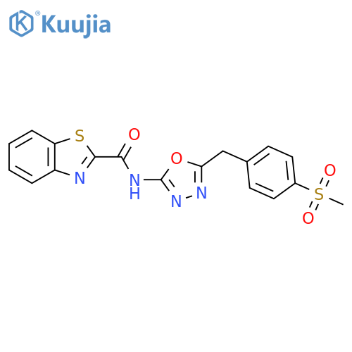 N-{5-[(4-methanesulfonylphenyl)methyl]-1,3,4-oxadiazol-2-yl}-1,3-benzothiazole-2-carboxamide structure