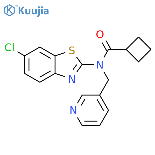 N-(6-chloro-1,3-benzothiazol-2-yl)-N-(pyridin-3-yl)methylcyclobutanecarboxamide structure