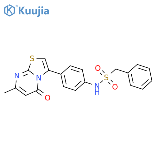 N-(4-{7-methyl-5-oxo-5H-1,3thiazolo3,2-apyrimidin-3-yl}phenyl)-1-phenylmethanesulfonamide structure