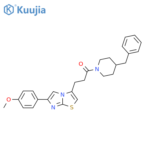 1-(4-benzylpiperidin-1-yl)-3-6-(4-methoxyphenyl)imidazo2,1-b1,3thiazol-3-ylpropan-1-one structure