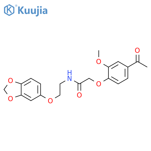 2-(4-acetyl-2-methoxyphenoxy)-N-2-(2H-1,3-benzodioxol-5-yloxy)ethylacetamide structure
