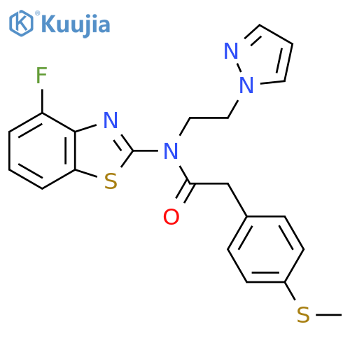 N-(4-fluoro-1,3-benzothiazol-2-yl)-2-4-(methylsulfanyl)phenyl-N-2-(1H-pyrazol-1-yl)ethylacetamide structure