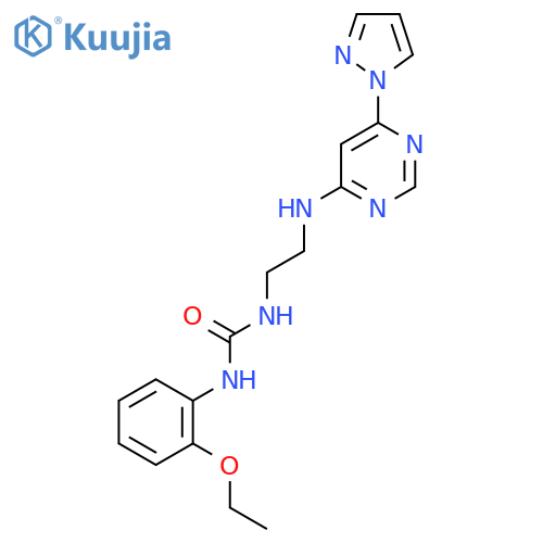 1-(2-ethoxyphenyl)-3-(2-{6-(1H-pyrazol-1-yl)pyrimidin-4-ylamino}ethyl)urea structure