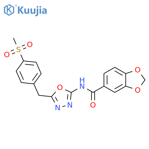 N-{5-(4-methanesulfonylphenyl)methyl-1,3,4-oxadiazol-2-yl}-2H-1,3-benzodioxole-5-carboxamide structure