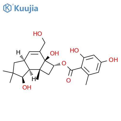 Benzoic acid,2,4-dihydroxy-6-methyl-,(2R,2aS,4aS,7R,7aS,7bR)-2,2a,4a,5,6,7,7a,7b-octahydro-2a,7-dihydroxy-3-(hydroxymethyl)-6,6,7b-trimethyl-1H-cyclobut[e]inden-2-ylester structure