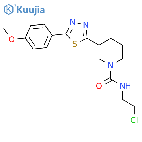 N-(2-chloroethyl)-3-5-(4-methoxyphenyl)-1,3,4-thiadiazol-2-ylpiperidine-1-carboxamide structure