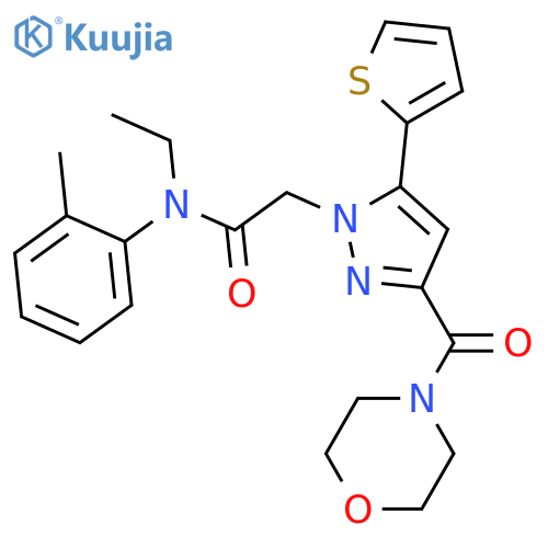 N-ethyl-N-(2-methylphenyl)-2-[3-(morpholine-4-carbonyl)-5-(thiophen-2-yl)-1H-pyrazol-1-yl]acetamide structure