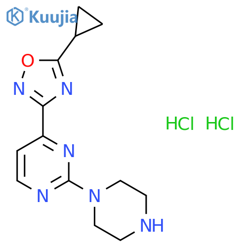 5-Cyclopropyl-3-(2-(piperazin-1-yl)pyrimidin-4-yl)-1,2,4-oxadiazole dihydrochloride structure